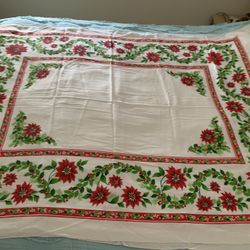 2 Vintage Poinsettia Tablecloths  50”x 66”