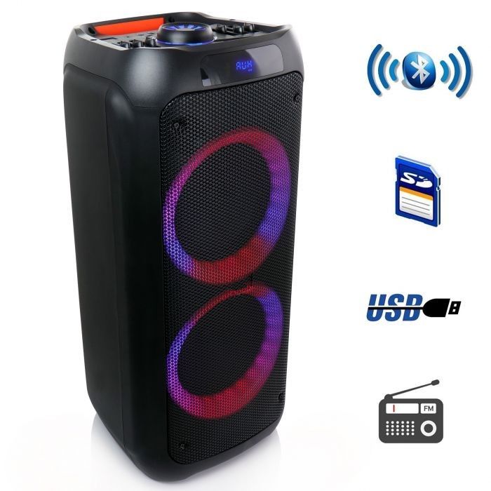 Sound Dual 8 Inch Bluetooth Wireless Portable Party Speaker with Reactive Lights