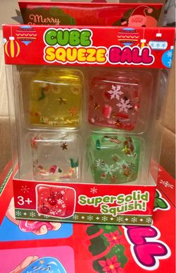 Cube Squeeze Ball Christmas Sensory Toy 4-Pack