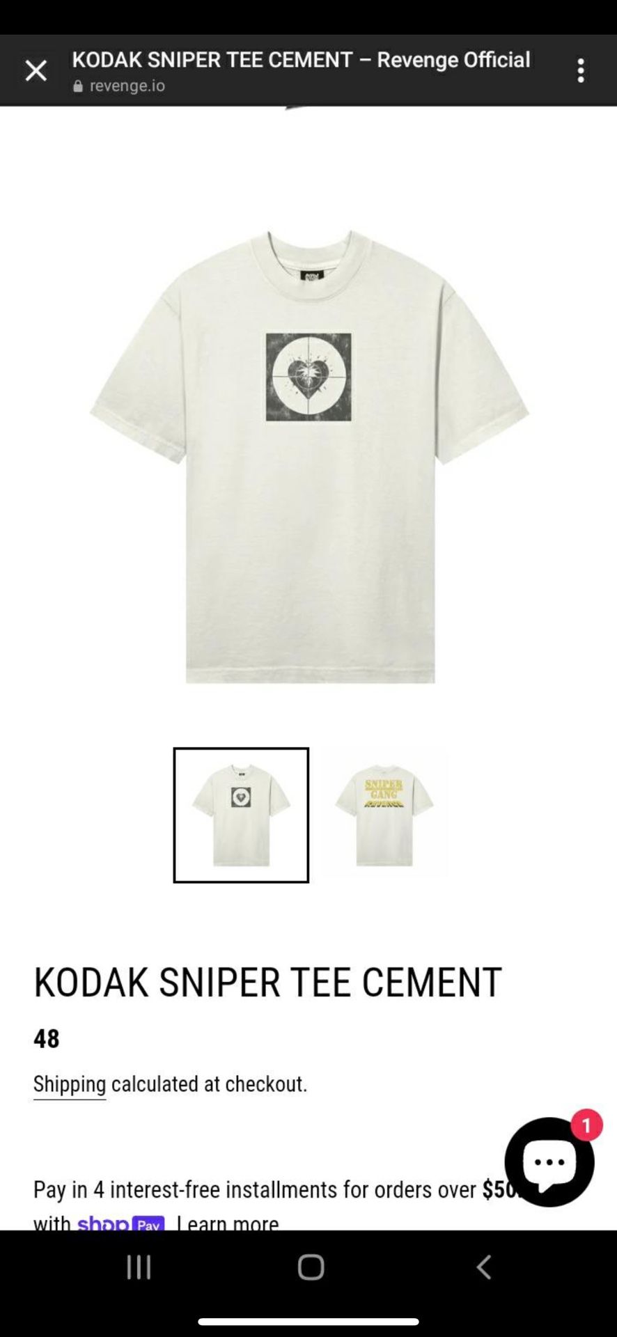 Revenge Kodak Sniper Tee Cement