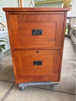 Oak Two Drawer File Cabinet