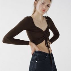 Zara Brown Long Sleeve Women's Top