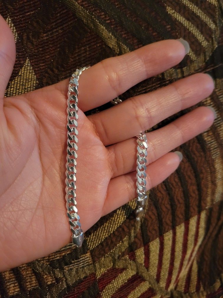 Italy 925 Solid Sterling Silver Miami Cuban Link Bracelet for Men Women 8" Plata Italiana 925 Pulsera Miami Cubana Unisex 8"