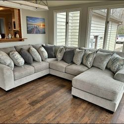 Ardsley Pewter Gray Huge Sectional Couch With Chaise 