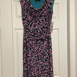 Brand New Evan Picone Purple & White Floral Dress - Size 2