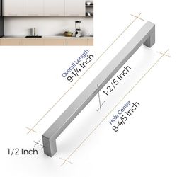 20 Pcs Satin Brushed Nickel Square 8.8" Center Hole Cabinet knobs handles and Pulls #125A324978