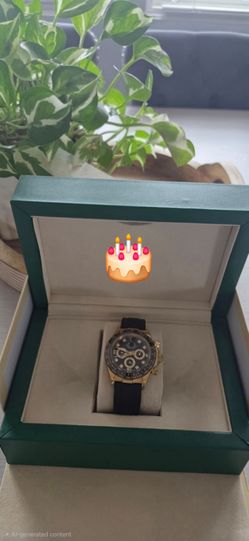 Daytona Gold Watch with Black Rubber Strap