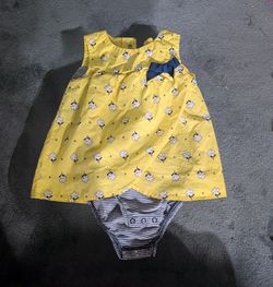 Carter's Yellow Floral Baby Dress with Navy Bow