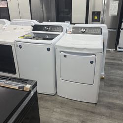 Midea - 4.5 Cu Ft Large Capacity Top Load Washer & 7.0 Cu Ft Gas Dryer Set Laundry Pair In White 😍