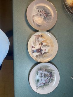 Set of 3 Winter Snowman Collector Plates