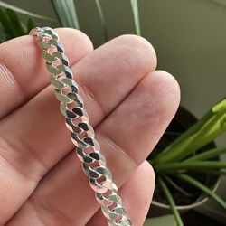 P. Lux Italy 24” Silver Flat Cuban Necklace