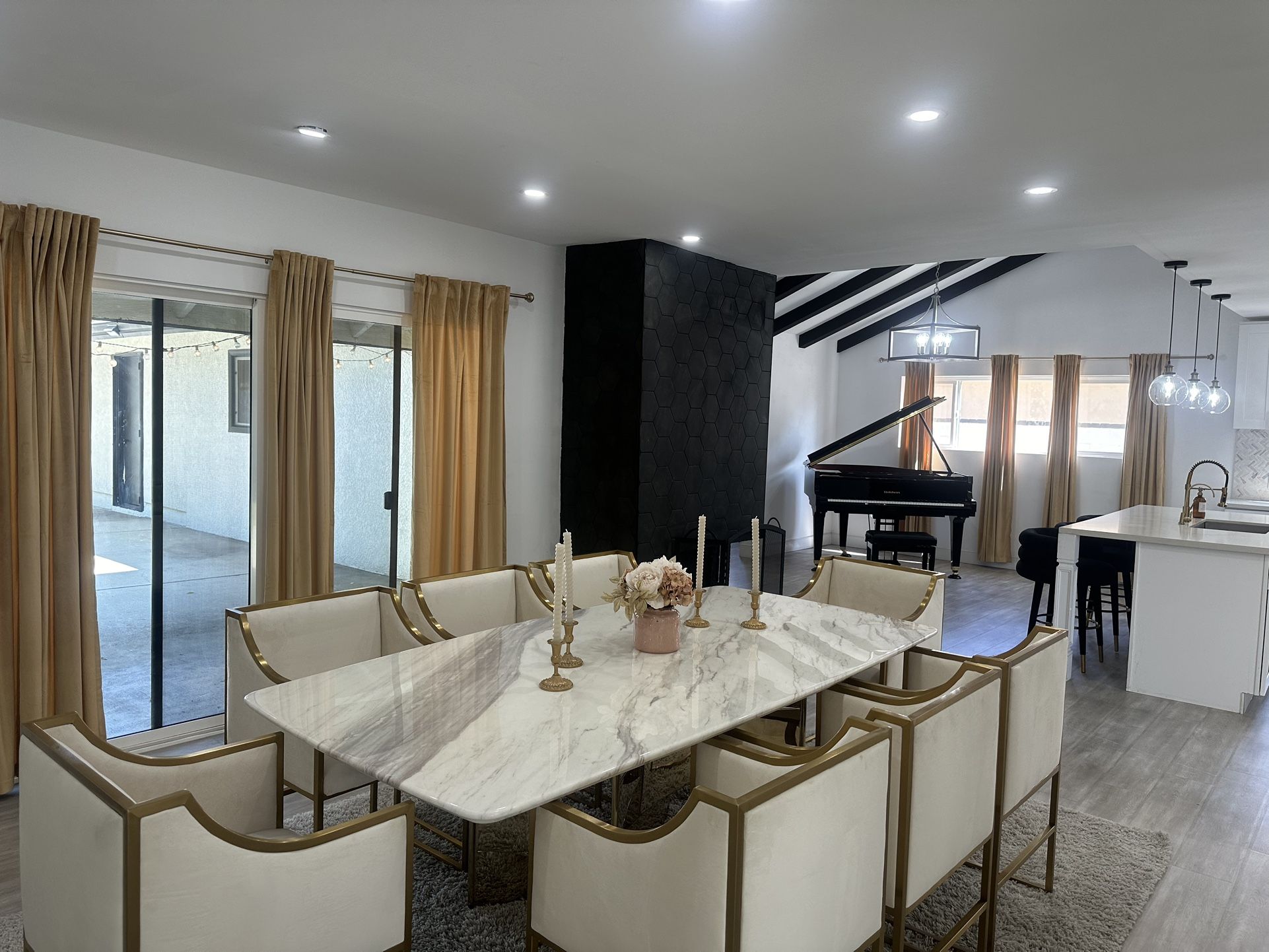 Brand New Marble Dining Set With Velvet Chairs