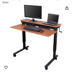 Two Tier Crank Adjustable Stand Up Desk 