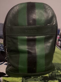 Coach Charles Varsity Stripe Green & Black Backpack Purse