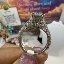 925 Sterling Silver Ring High Quality Lab Diamonds #7