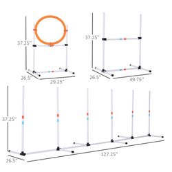 PawHut Portable Pet Agility Pet Training Set Dog Obstacle Exercise Adjustable Jump Ring High Jumper w/ Carry Bag