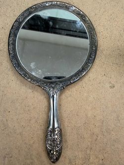 vintage silver-plated hand mirror