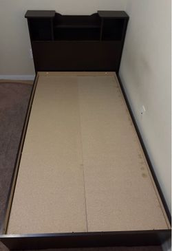 Twin Bed with shelves/bookcase and 3 pullout drawers underneath