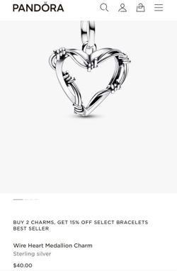 PANDORA ME WIRE HEART MEDALLION CHARM 