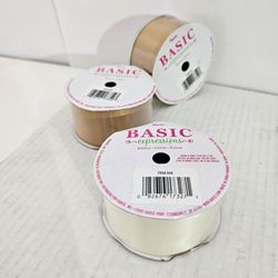 Lot of 3 Darice Satin Ribbon 1.5” – Wedding & Holiday Gold / Ivory White