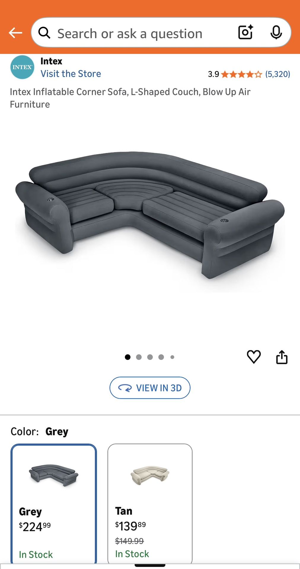 Intex corner sofa
