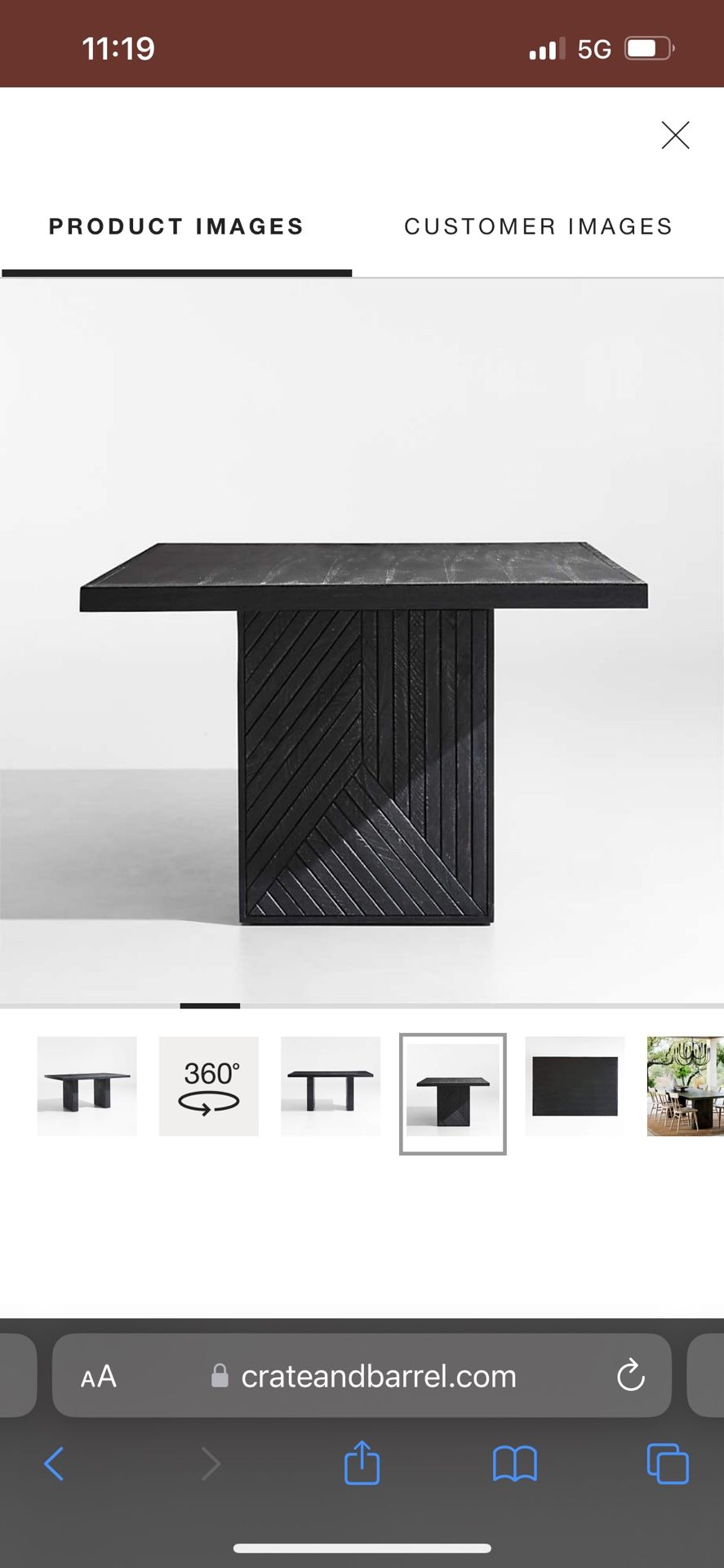 Dunewood Charcoal dining table 