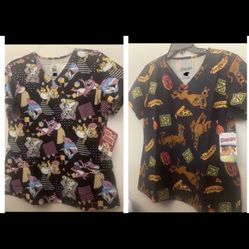 Tom & Jerry scrub top AND Scooby Doo Scrub Top Lot of 2