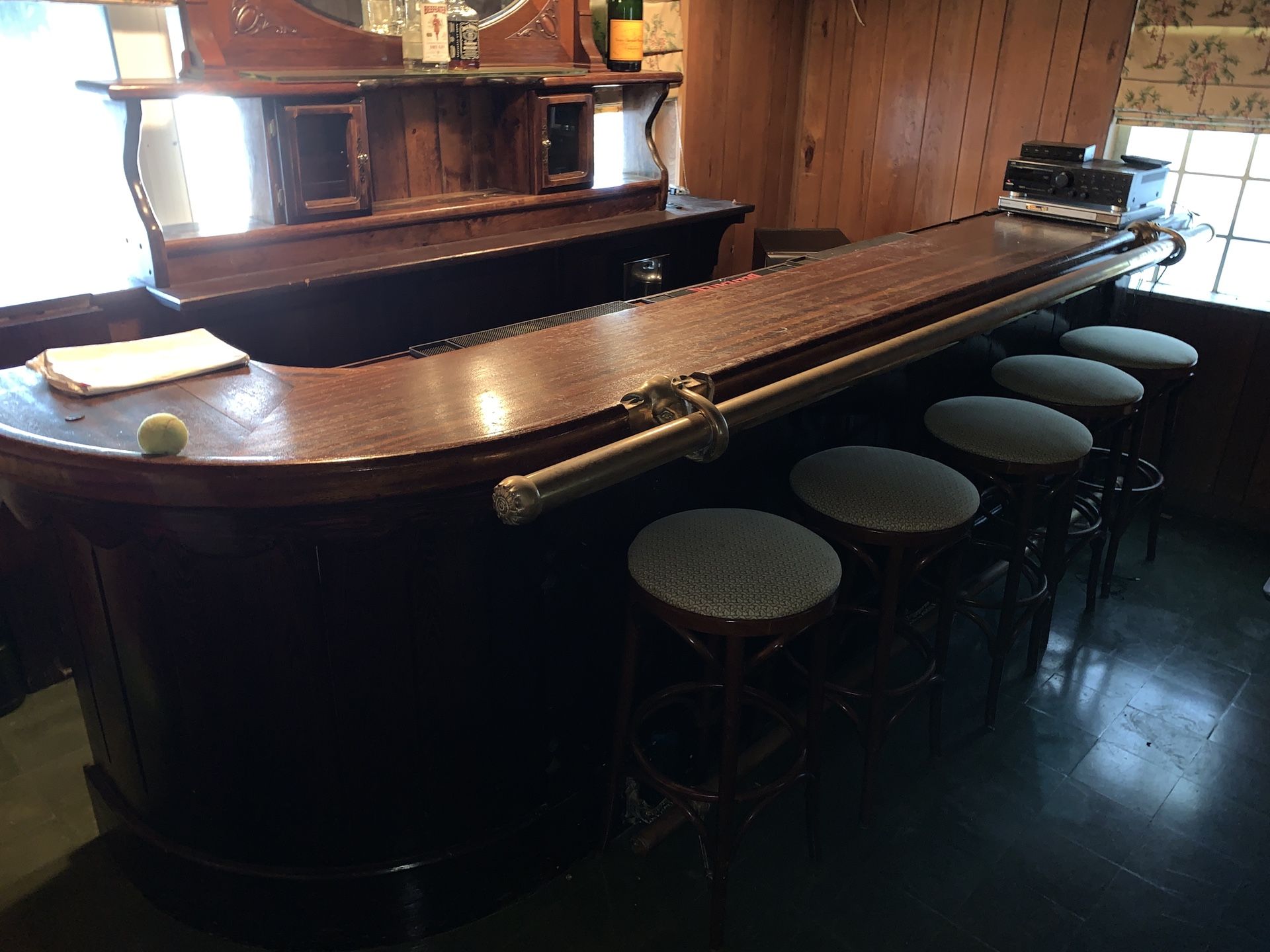 Antique Bar ! A stunning Antique working bar with bar back, sinks, water hook up, 2 solid brass lamps included. Asking $3500. Offers accepted !