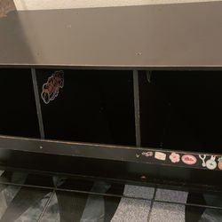 Dark brown wooden toy chest