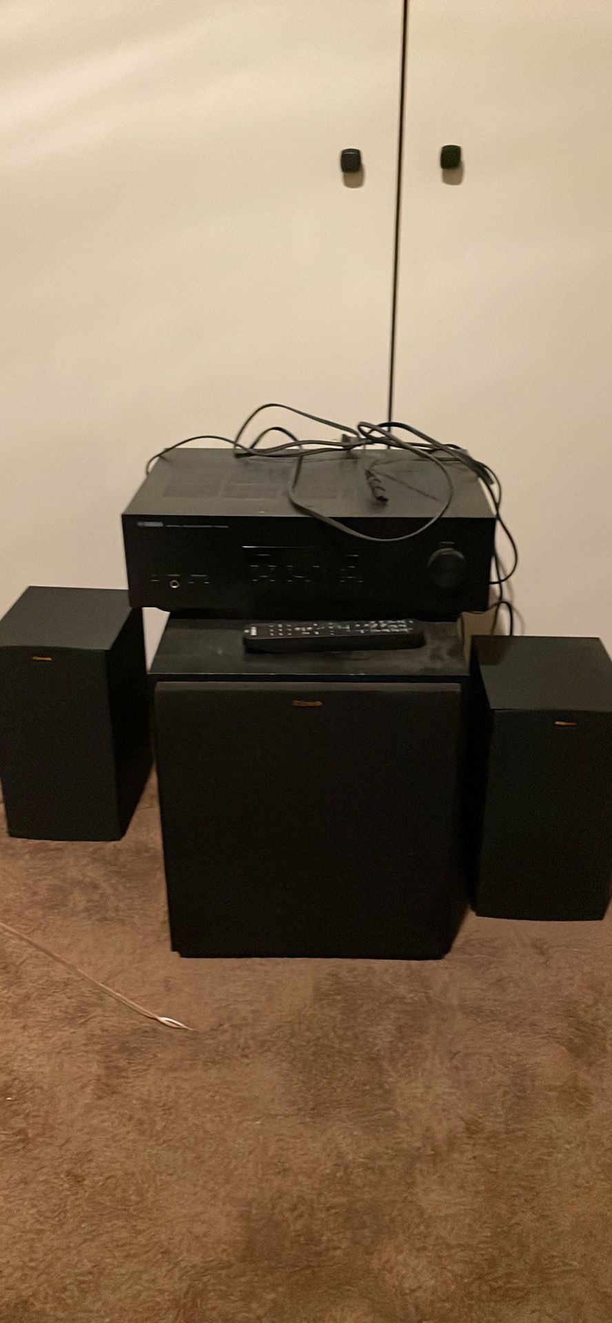 Klipsch Speakers And 12” Subwoofer. Yamaha Stereo