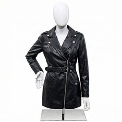 NBD Revolve Black Vegan Leather Moto Jacket Dress Belted Mini Asymmetric Zip S