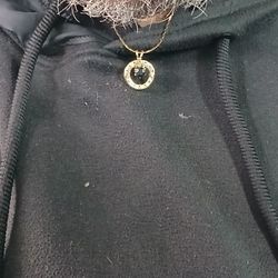 Green Lab Created Emerald Gold Tone Necklace Inlaid Lab Created Diamond Halo