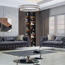 Iris Gray Velvet Sofa & Loveseat /couch /Living room set