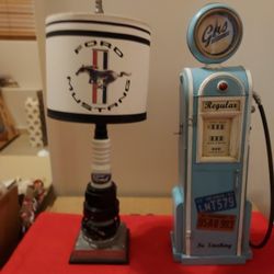 MUSTANG LAMP AND CLOCK AND STORAGE MAKE OFFER 