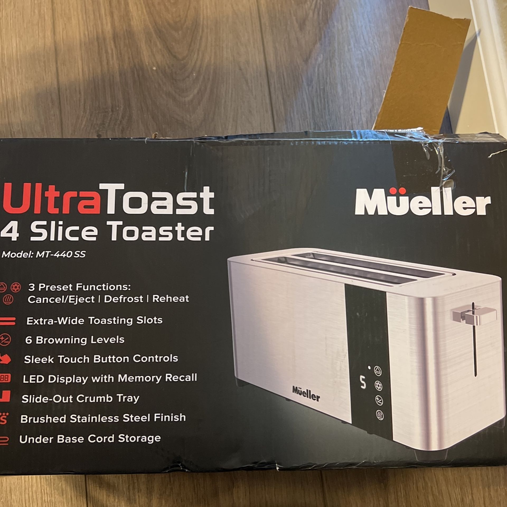 Mueller UltraToast Full Stainless Steel Toaster 4 Slice Long Extra