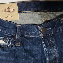 Hollister men's dark wash ripped denim jeans
