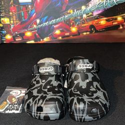 🐊 Crocs Classic Clog “A Bathing Ape ABC” (Camo Black – Friends & Family Style) 