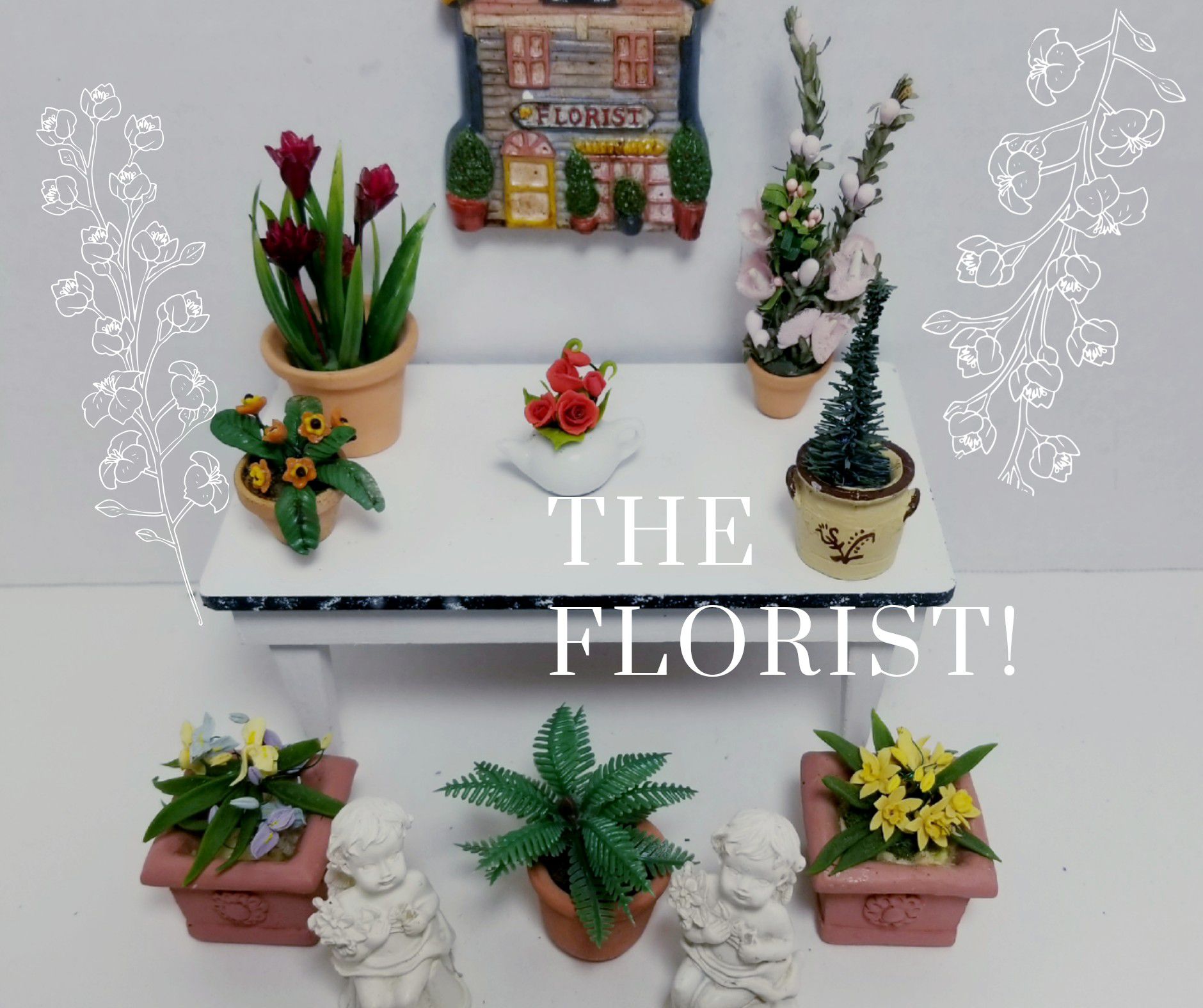 DOLLHOUSE MINIATURE FLOWERS STATUES COLLECTION