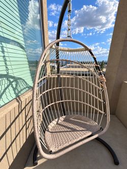 Outdoor Hanging Egg Chair with Stand