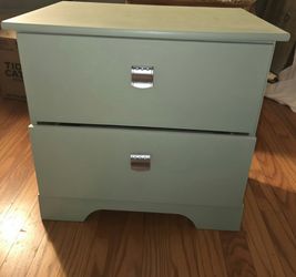 Vintage Mid Century Sage Green Nightstand End Table 2 Drawer Retro Commode Mint