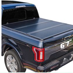 Hard Folding Truck Bed Tonneau Cover Compatible With Chevy Silverado & GMC Sierra 1500(2007-2025) 2 HD(2007-2019) 6.6 Ft Standard Box(NO Carbo