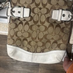 Coach Signature Leather Trimmed Shoulder Back