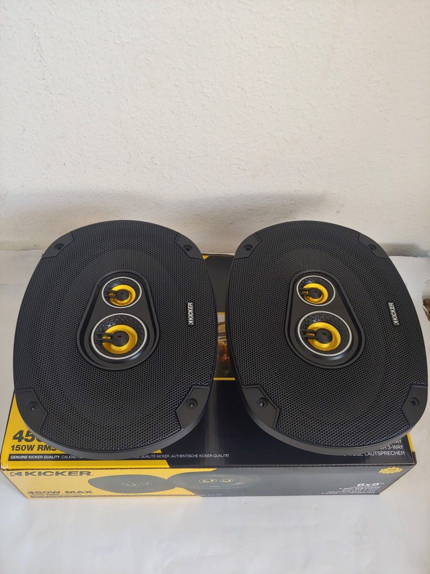 KICKER 1 PAIR 6×9 3 WAY 450 WATTS CAR SPEAKER ( BRAND NEW PRICE IS LOWEST INSTALL NOT AVAILABLE )