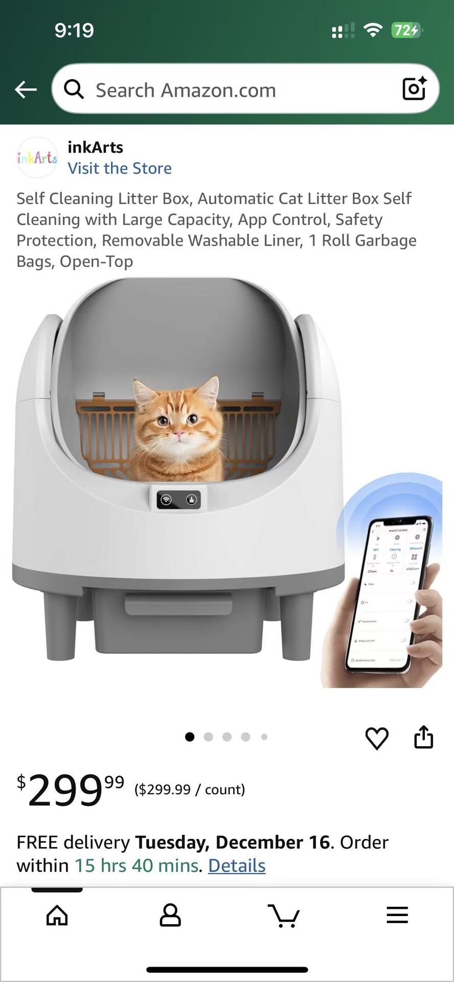 Self Cleaning Litter Box, Automatic Cat Litter Box Self Cleaning with Large Capacity, App Control