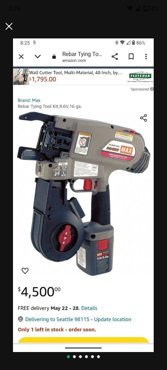 MAX RB655 Rebar Tying Tool
Brand New With 2 Batteries And Charger