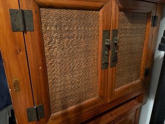 Wooden Cabinet with Woven Rattan Doors