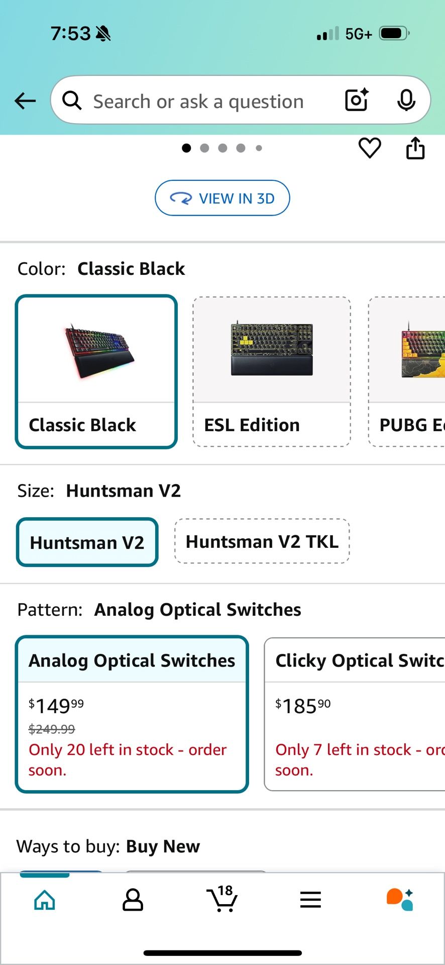 Gaming Keyboard RazerHuntsman V2