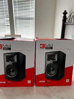 JBL 306P MkII 5-inch powered studio monitor pair. They go for $250 for a single NEED TO SALE TODAY