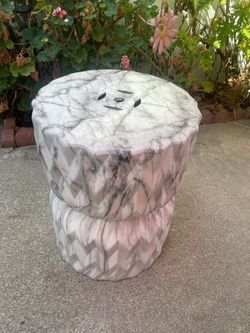Indoor Outdoor Ceramic Drum Stool - Plant Stand or Beverage Holder - 17.5” H x 13.5” W
