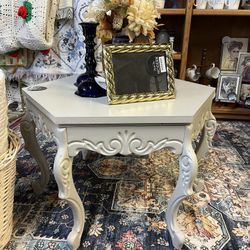Cream Refinished Hexagon Coffee Table 